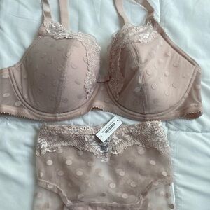Blush pink bra and panty set BNWT Sz 38DD from Adore Me